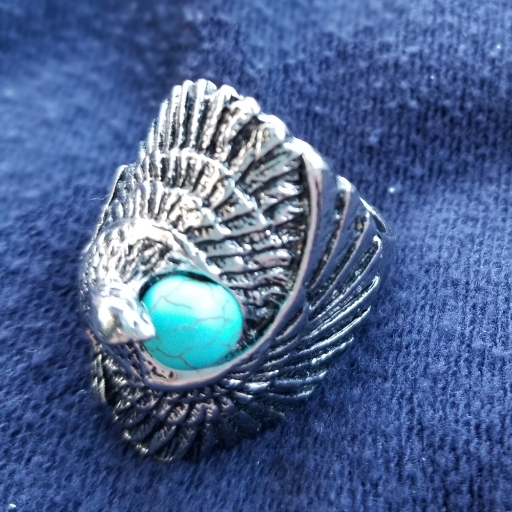 Indian Eagle Stainless Steel CZ Ring